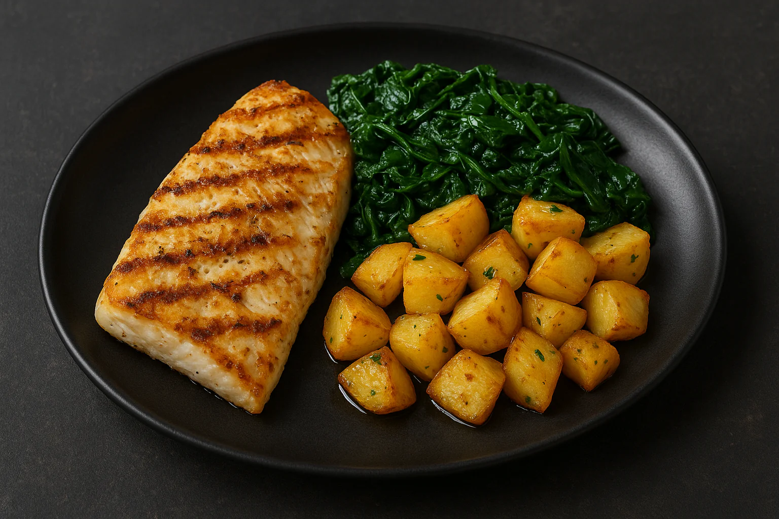 File crnog bakalara na žaru – mladi krumpir u ružmarinu – blitva na mas.ulju - NutriBox File crnog bakalara na žaru – mladi krumpir u ružmarinu – blitva na mas.ulju