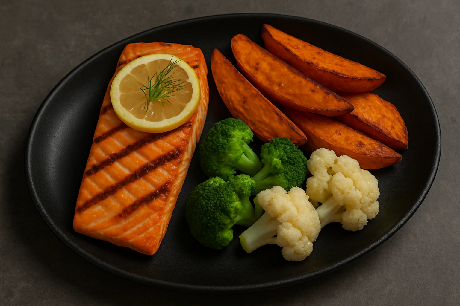 File lososa sa žara – pečeni batat sa zelenim mahunama - NutriBox File lososa sa žara – pečeni batat sa zelenim mahunama