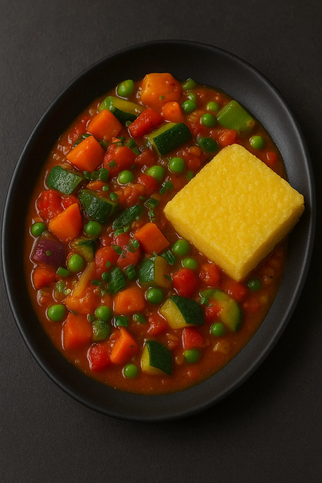 Povrtni gulaš sa svježim povrćem – kuhana polenta sa začinskim travama - NutriBox Povrtni gulaš sa svježim povrćem – kuhana polenta sa začinskim travama