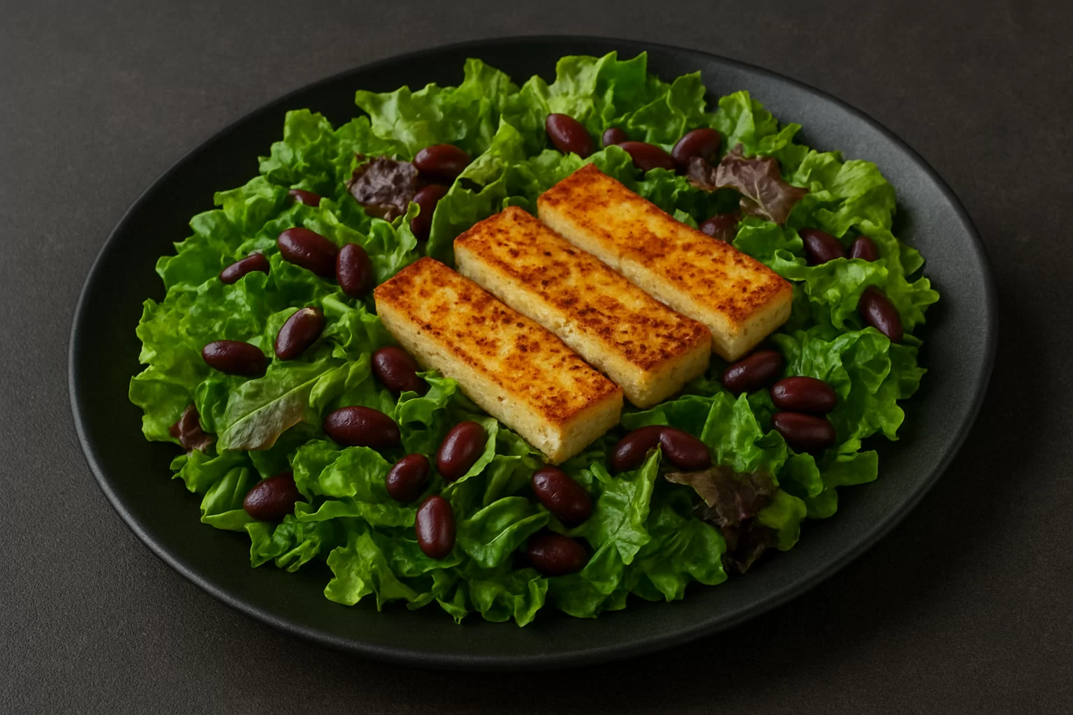 Velika svježa mješana salata sa pečenim dimljenim tofuom i grahom - NutriBox Velika svježa mješana salata sa pečenim dimljenim tofuom i grahom