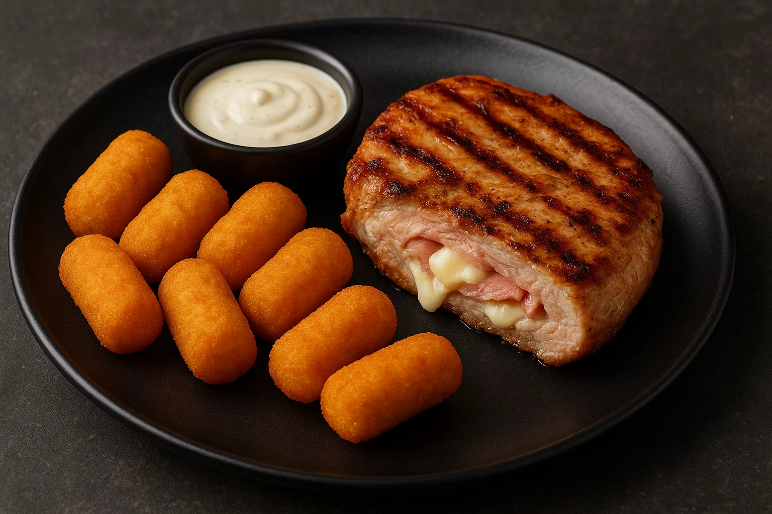 Diplomat steak – file kotleta punjen kuhanom šunkom i ovčjim sirom na žaru – prženi kroketi - NutriBox Diplomat steak - file kotleta punjen kuhanom šunkom i ovčjim sirom na žaru - prženi kroketi